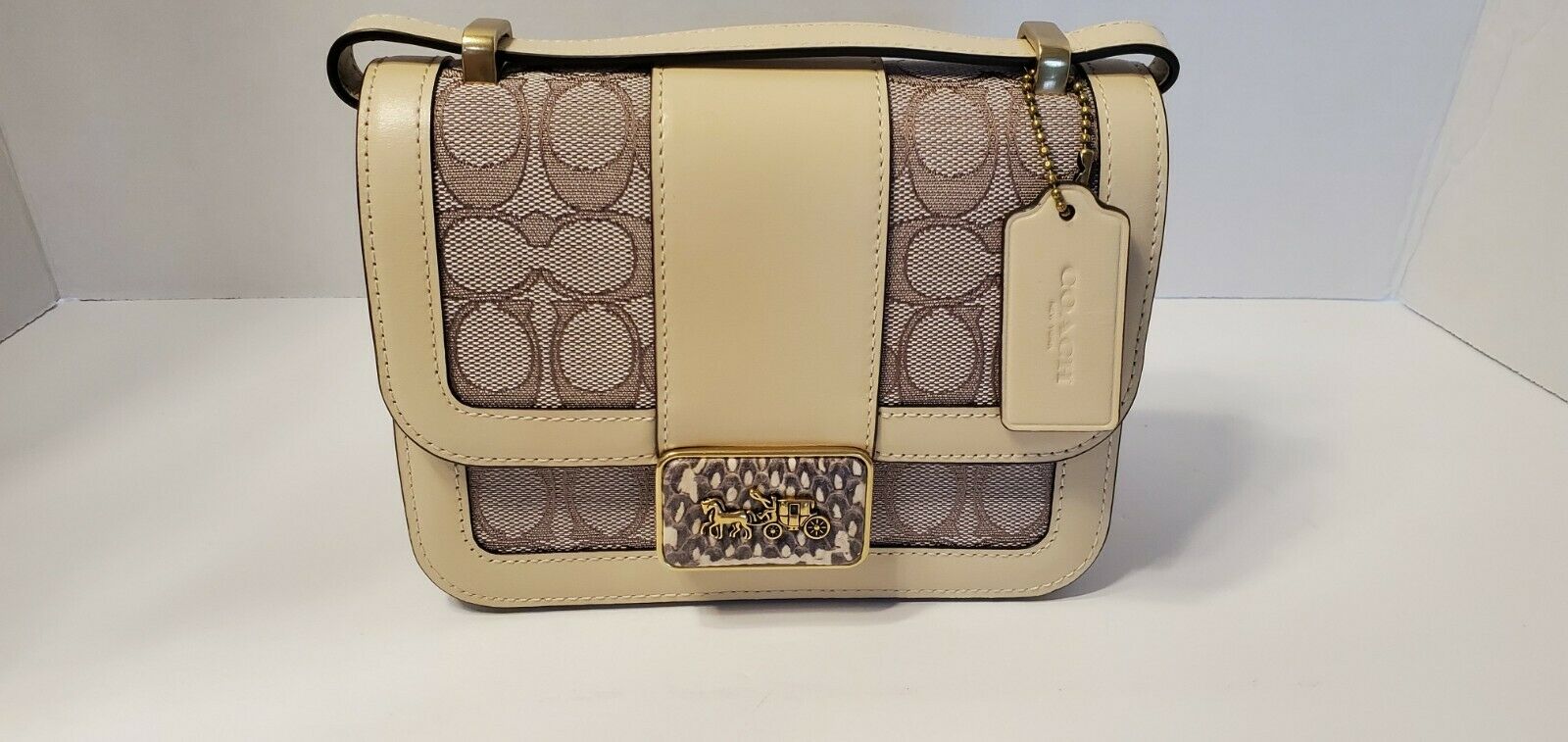 Alie shoulder bag in discount signature jacquard with snakeskin detail