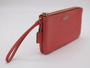 Coach Double Zip Pebble Leather Wristlet Wallet