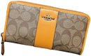 Coach Signature PVC Leather Accordian Zip Wallet