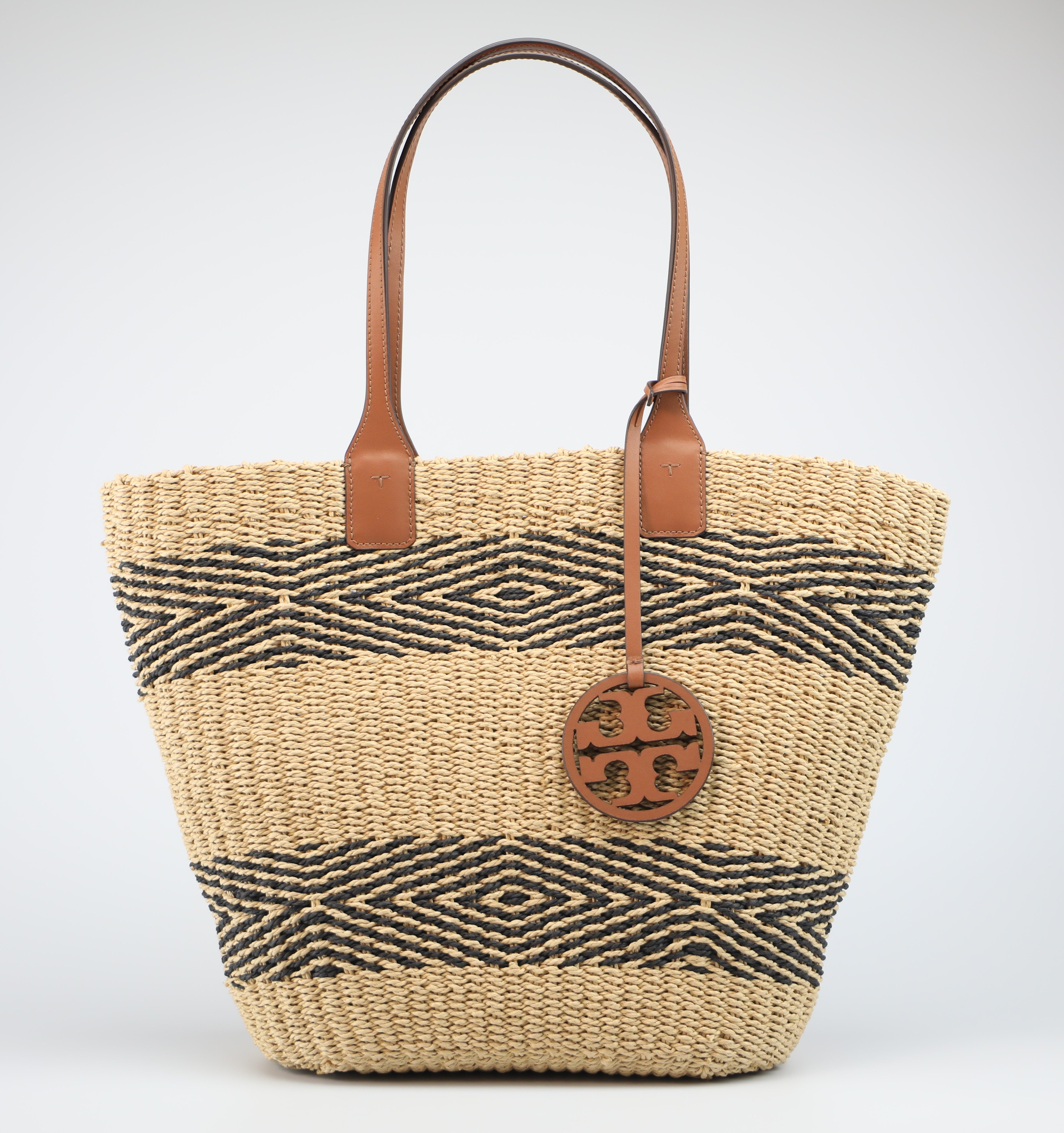 Tory Burch Brown & Black Miller Straw Stripe Tote, Best Price and Reviews