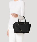 Michael Kors Selma Saffiano Medium Top Zip Satchel Crossbody