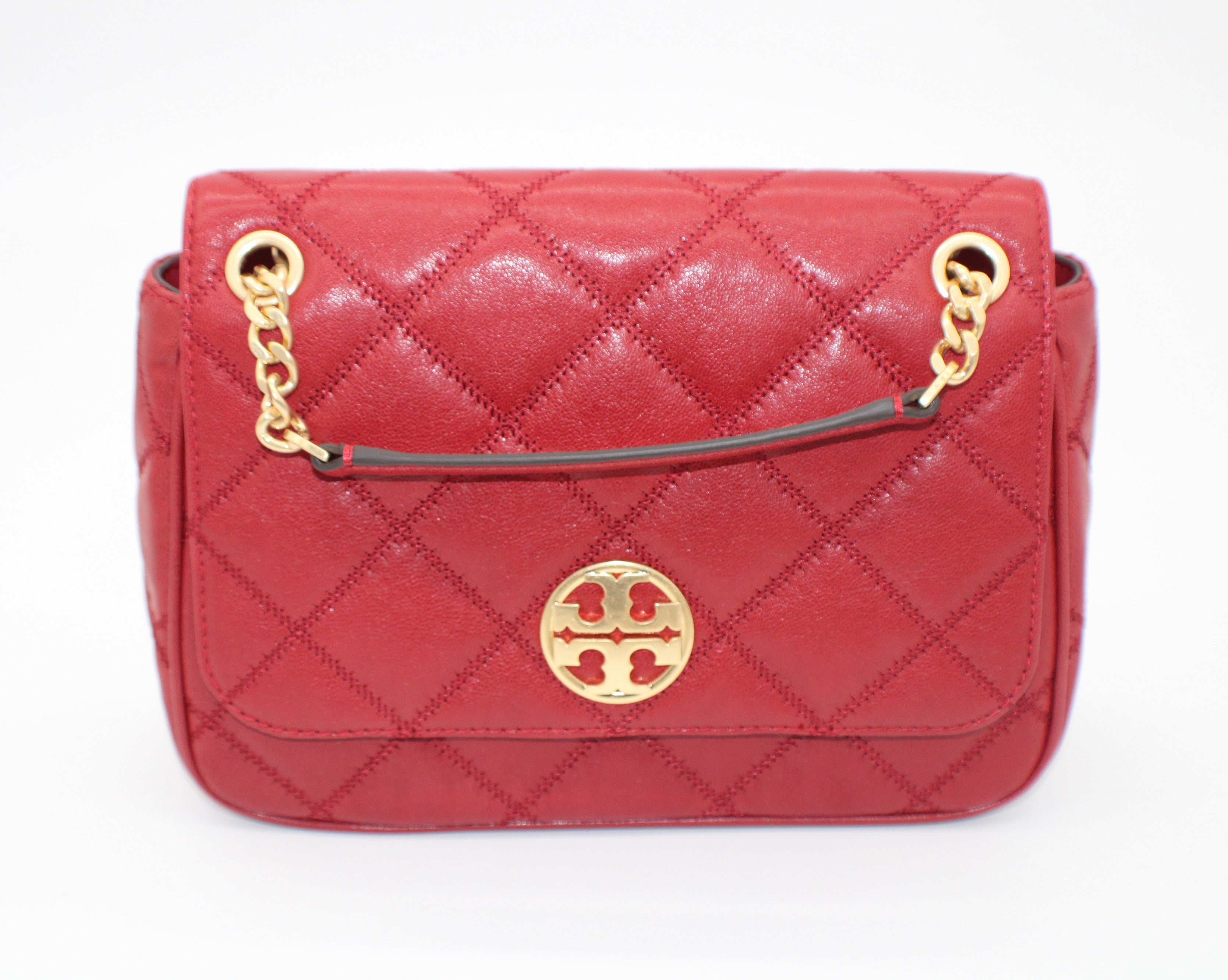 Tory Burch Metallic Pink Quilted Leather Flap Crossbody Bag Tory