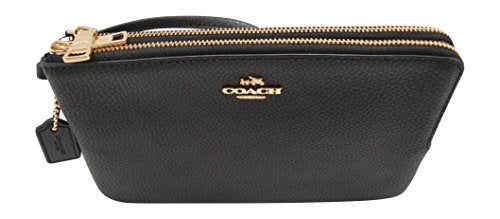 Coach Double Zip Pebble Leather Wristlet Wallet