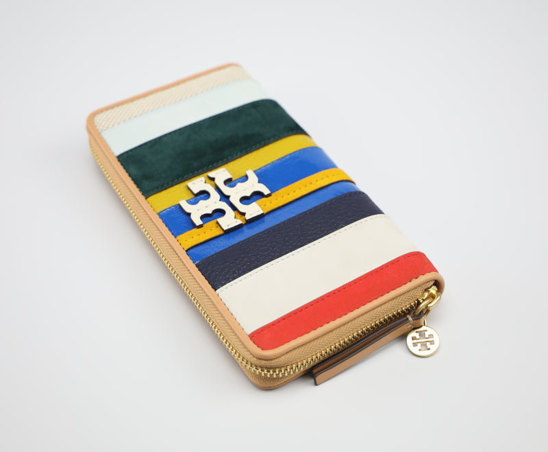 Tory Burch Stripe Zip Continental Wallet