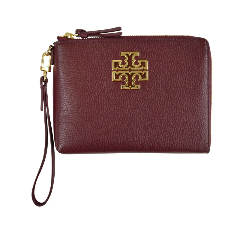 Tory Burch Britten Large Pebbled Leather Zip Pouch Wristlet