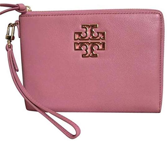 Tory Burch Britten Large Pebbled Leather Zip Pouch Wristlet