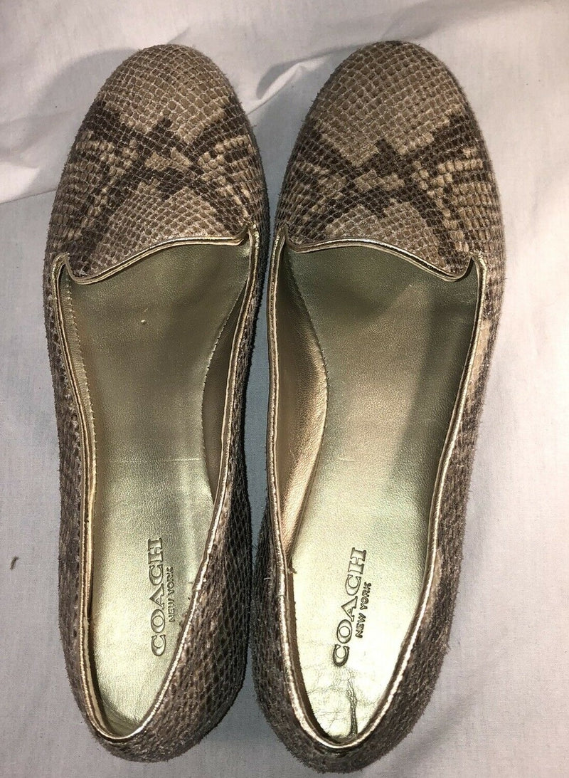 Coach Carrie Print Snake Flats in Natural Platinum