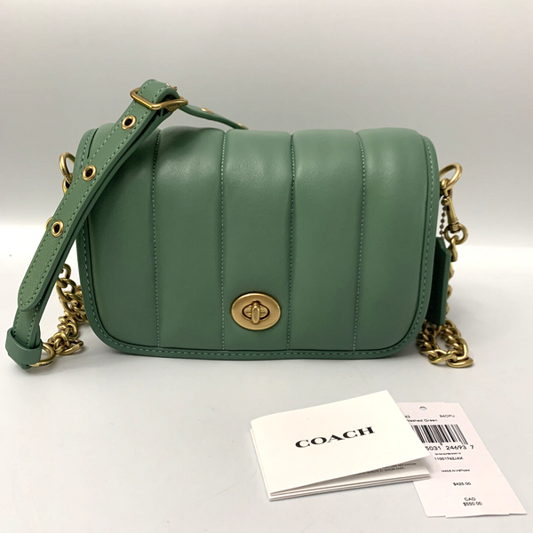 バッグ Vintage Coach Dinky Bag Green Leather COACH The Coach Originals Dinky 1974 Gold Chain Strap