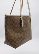 Coach Signature Metallic City Zip Tote