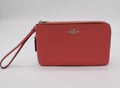 Coach Double Zip Pebble Leather Wristlet Wallet