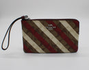 Coach Signature Stripe Large Corner Zip