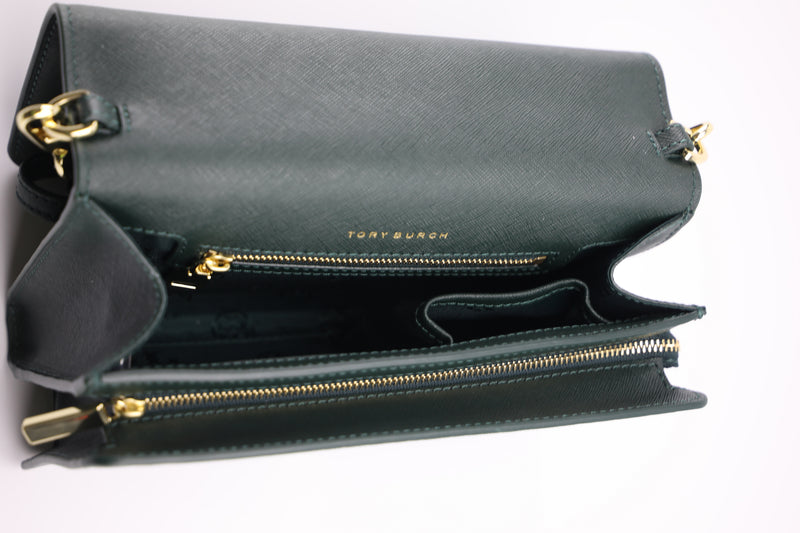 NWT Tory Burch Emerson Women's Saffiano Leather Crossbody Bag (Black)