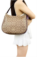 Coach Signature Canvas Leather Zip Shoulder Bag