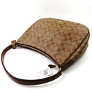 Coach Signature Canvas Leather Zip Shoulder Bag