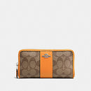 Coach Signature PVC Leather Accordian Zip Wallet