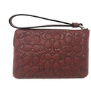 Coach F80214 - Boxed Corner Glitter Signature Leather Zip Wristlet in Wine