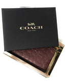 Coach F80214 - Boxed Corner Glitter Signature Leather Zip Wristlet in Wine