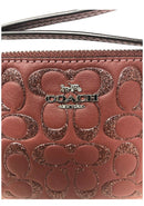 Coach F80214 - Boxed Corner Glitter Signature Leather Zip Wristlet in Wine