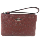 Coach F80214 - Boxed Corner Glitter Signature Leather Zip Wristlet in Wine