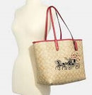Coach Signature Reversible City Tote With Horse and Carriage Motif