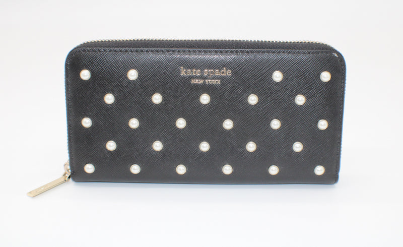 Kate Spade Purl Pearl Embellished Continental Zip Wallet