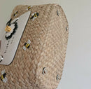Kate Spade Honey Bee Large Natural Multi Embroidered Straw Tote
