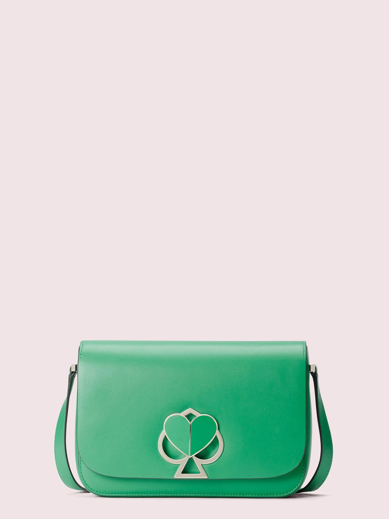 Kate Spade Dark Green Leather Medium Nicola Twistlock Shoulder Bag