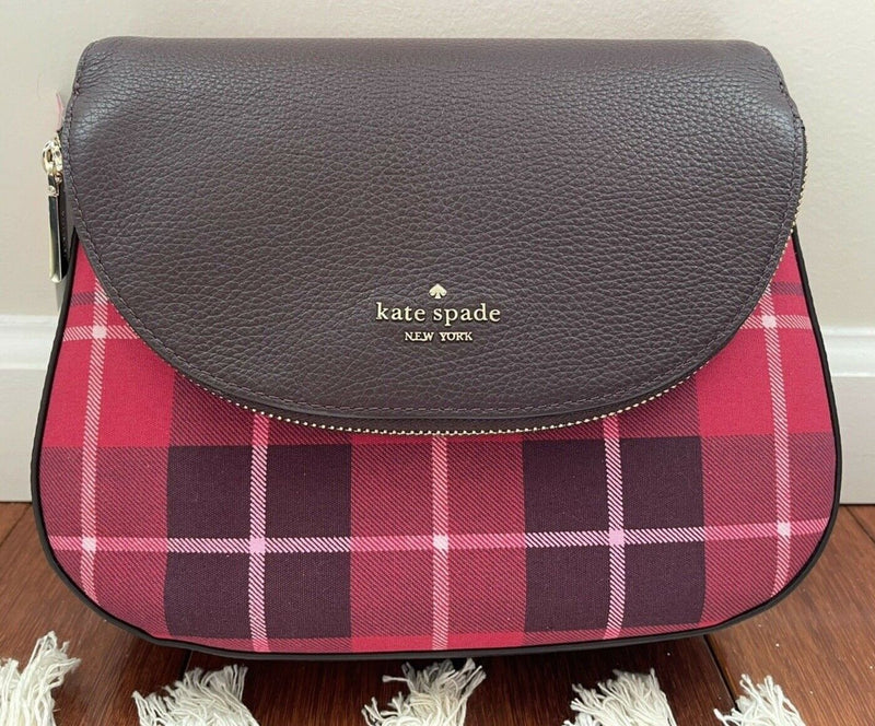 Kate Spade Leila Classic Plaid Medium Flap Shoulder Crossbody