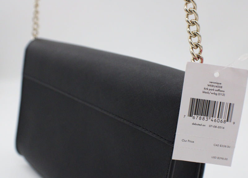 Kate Spade Black Leather Chain Strap Bow Detail Crossbody Shoulder Bag Purse