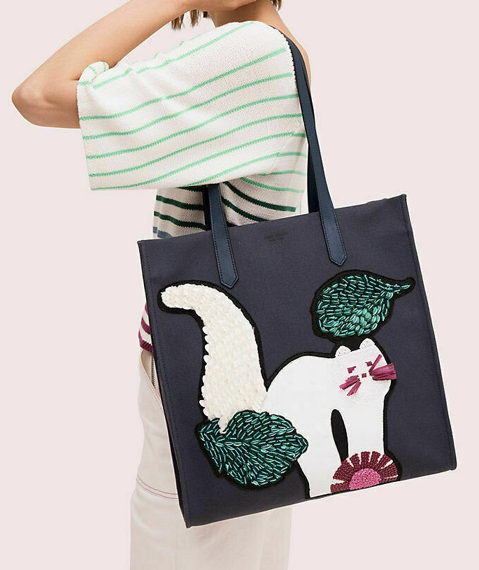 Kate Spade Kitty Cat Embellished Large NS Tote