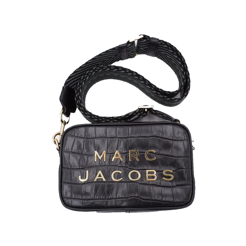 Marc Jacobs Signet Mini Black Logo Printed Leather Shoulder