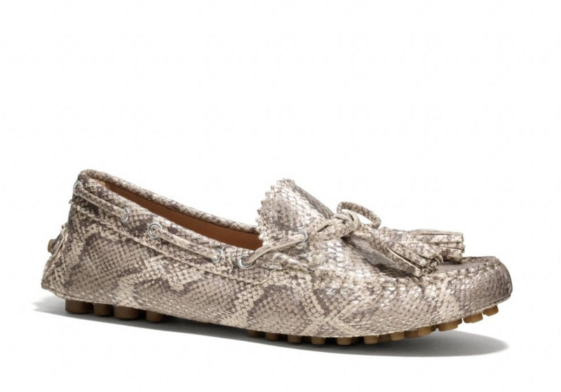 Coach Q3276 - Metal Wash Snake Embossed Nadia Flats in Sillver/Ivory SIZE 6