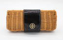 Tory Burch Rattan Clutch in Natural Black