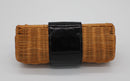 Tory Burch Rattan Clutch in Natural Black