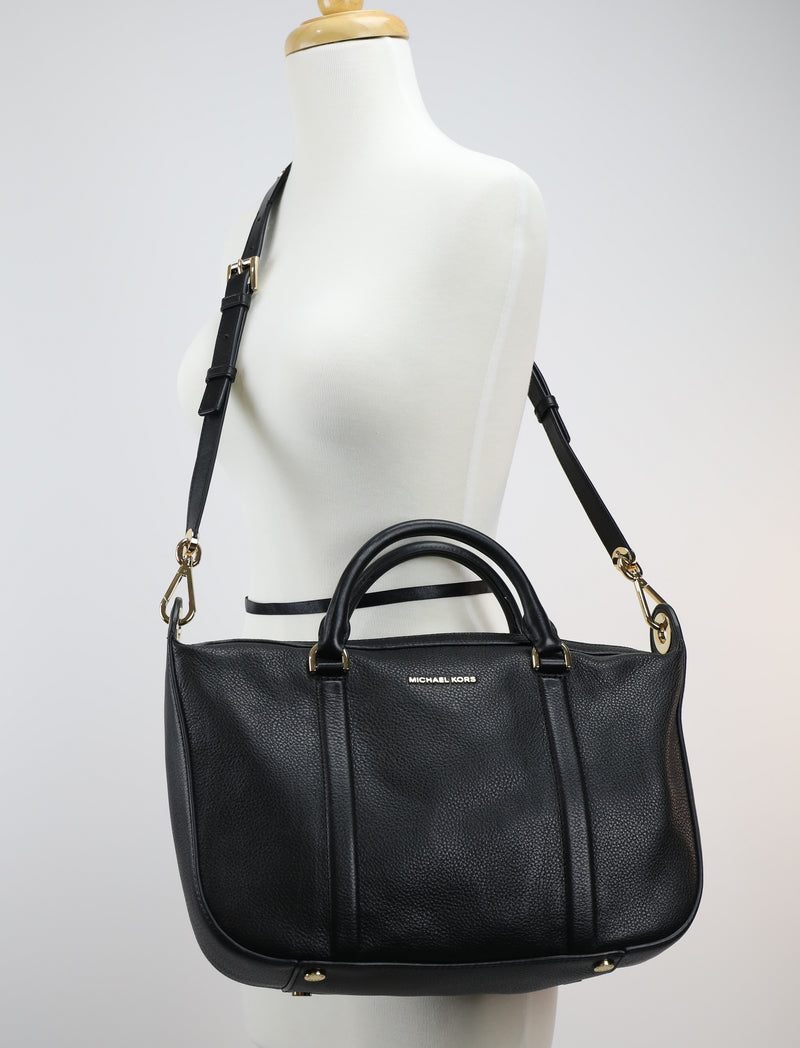 Michael Kors Raven Large Leather Satchel Crossbody