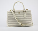 Tory Burch Robinson Perforated Mini Double Zip Tote in Birch Luggage