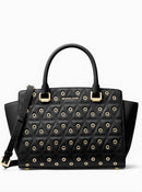 Michael Kors Selma Grommeted Medium Quilted  Leather Satchel Crossbody