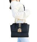 Michael Kors Tina Stud Medium Shoulder Flap Leather Bag