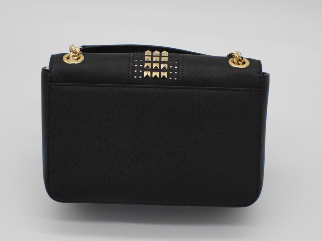 Michael Kors Selma Black Saffiano Leather Studded Handbag Shoulder Crossbody  Bag