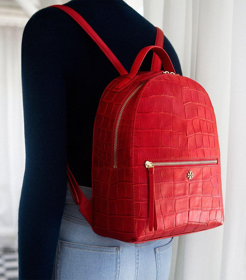 croc embossed mini backpack Tory Burch Croc Embossed Mini Backpack