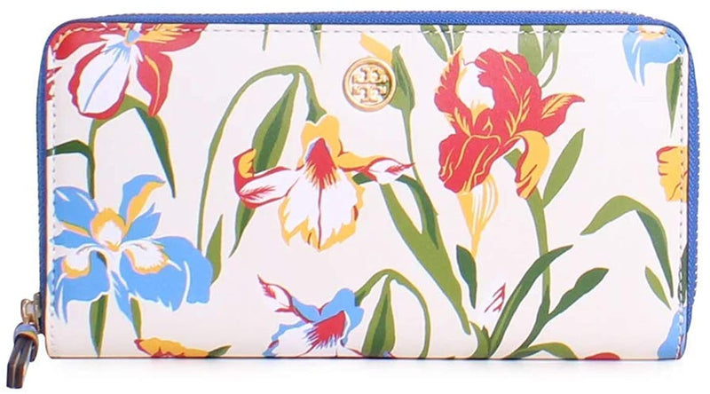 Tory Burch Printed Leather Floral Zip Continental Wallet