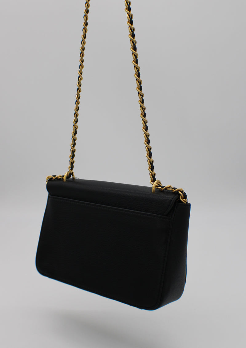 Tory Burch Britten Convertible Crossbody Bag With Gold Hardware (Black):  Handbags