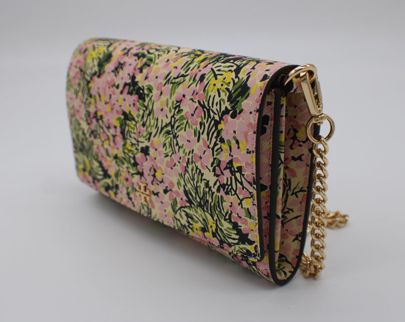 Tory Burch Emerson Floral mini Saffiano Leather Cellphone Case Crossbody  Bag NEW