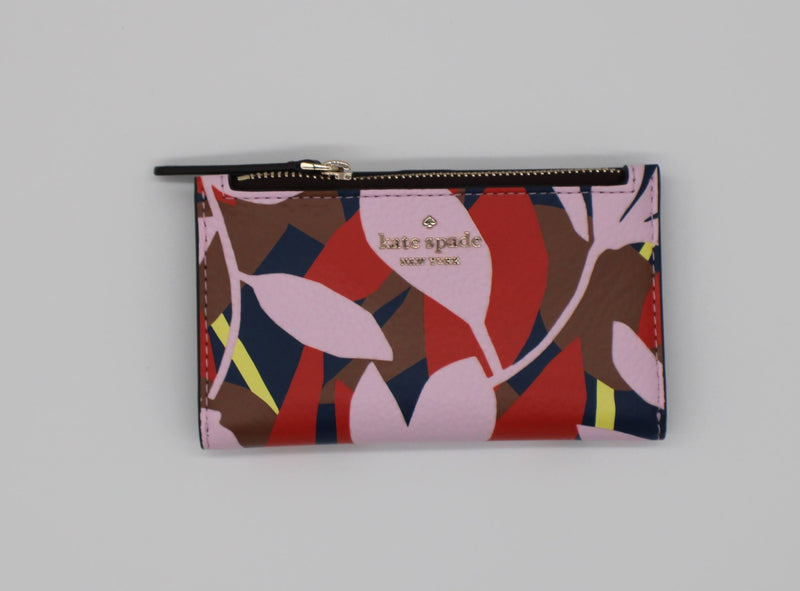 Kate Spade WLRU6162 - Jackson Tropical Toss Small Slim Bifold Wallet in Pink Multi