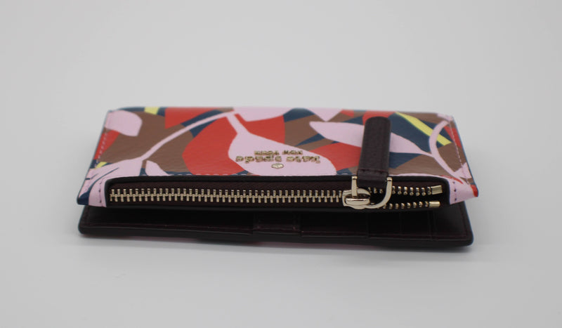 Kate Spade WLRU6162 - Jackson Tropical Toss Small Slim Bifold Wallet in Pink Multi