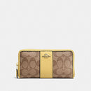 Coach Signature PVC Leather Accordian Zip Wallet