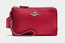 Coach Pebbled Leather Double Corner Zip Wristlet