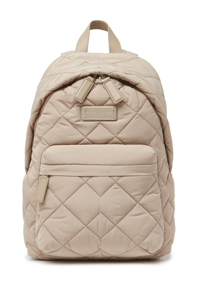 Marc Jacobs Large Quilted Nylon Backpack in Light Smoke Tan
